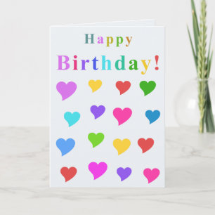 Süße bunte Herzen und Alles Gute zum Geburtstag Ka Karte