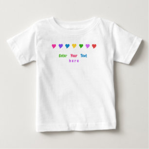 Süße bunte Herzen und personalisierter Name, Text Baby T-shirt
