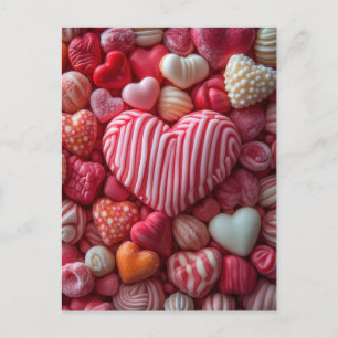 Süße bunte Herzen Valentinstag Postkarte