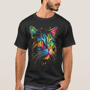 Süße bunte Katze für Frauen Mädchen Männer Kinder T-Shirt
