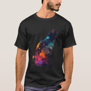 Süße Bunte Katzenkunst Wasserfarbe Liebhaber T-Shirt