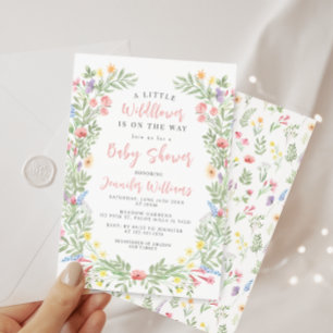 Süße bunte kleine Wildblumen-Babymädchen-Party Einladung