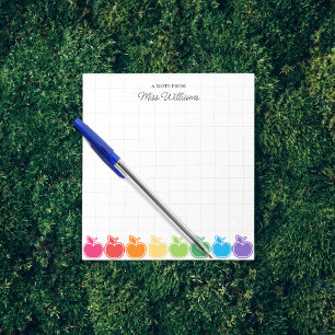 Süße bunte Lehrerapfel mit personalisiertem Namen Notizblock