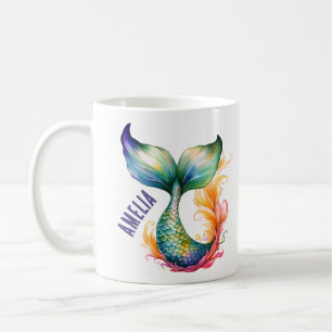 Süße bunte Meerjungfrau Ozean Mädchen Name Kaffeetasse