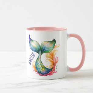 Süße bunte Meerjungfrau Ozean Mädchen Name Tasse