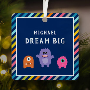 Süße bunte Monster träumen groß Kinderzimmer Ornament Aus Metall