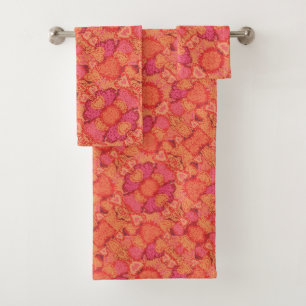 Süße bunte Mosaik-Herzen Hintergrund Design Badhandtuch Set