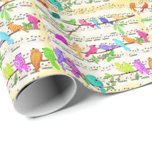 Süße bunte musikalische Vögel Symphonie - Magische Geschenkpapier