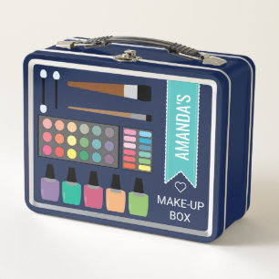 Süße bunte personalisierte Mädchen-Make-up-Box Metall Lunch Box
