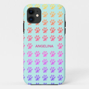 Süße bunte Pfoten auf Hellblau Case-Mate iPhone Hülle