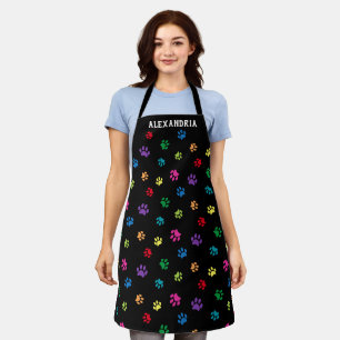 Süße bunte Pfotenabdrücke Muster Schwarz Custom Schürze