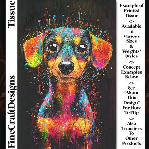 Süße Bunte Pop Art Dachshund Hund CT1 Decoupage Seidenpapier