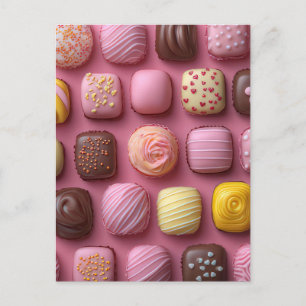 Süße bunte Pralinen Valentinstag Postkarte