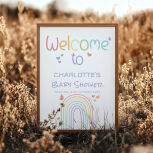 Süße bunte Regenbogen-Baby-Party-Willkommensschild Poster