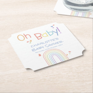 Süße bunte Regenbogen mit Herzen Baby Shower Untersetzer