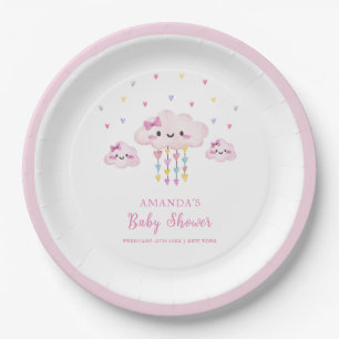 Süße bunte Regentropfen Baby-Party  Pappteller