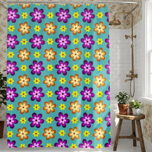 Süße bunte Retro-Blumen-Duschvorhang Duschvorhang