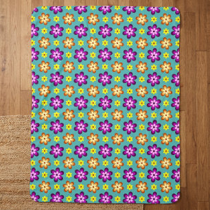 Süße bunte Retro-Blumen Große Sherpa-Decke Sherpadecke