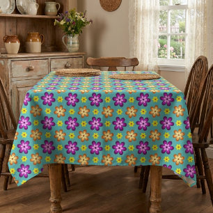 Süße bunte Retro-Blumen mittlere Tischdecke