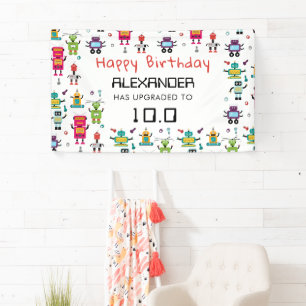Süße bunte Roboter Kinder-Roboter-Geburtstagsfeier Banner