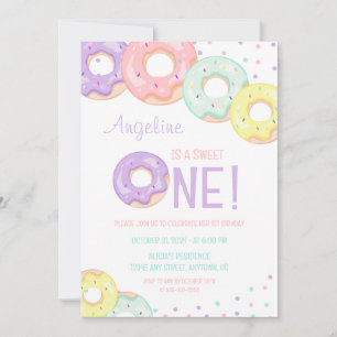 Süße bunte Streusel-Donuts zum ersten Geburtstag Einladung