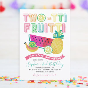 Süße Bunte Twotti Frutti 2. Geburtstag Einladung