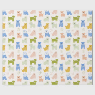 Süße bunte Wachsmalstift-Hunde Geschenkpapier