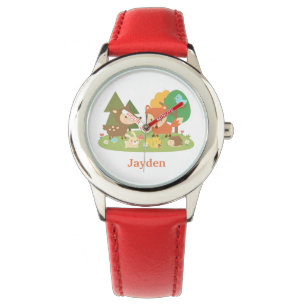 Süße Bunte Waldtiere Kinder Personalisiert Armbanduhr