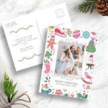 Süße bunte Weihnachts-Postkarte