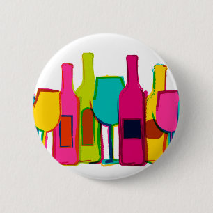 Süße bunte Weinflaschen Muster Button