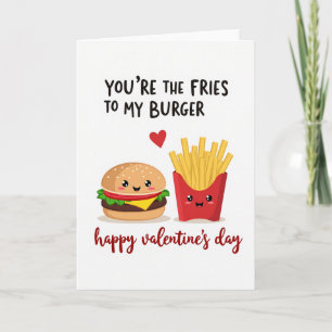 Süße Burger-Pommes-Frites-Valentinskarte Karte