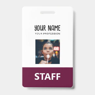 Süße Burgunder Mitarbeiter Name Foto Personalanhän Ausweis