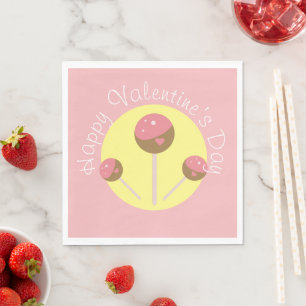 Süße Cake Pop Valentinstag Pink Serviette