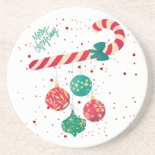 Süße Candy Cane und Weihnachtsdekorationen Feierta Getränkeuntersetzer