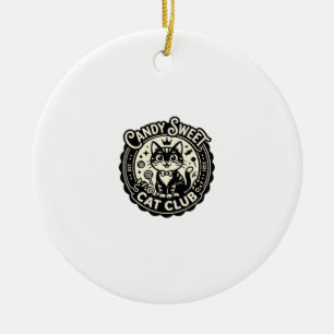 Süße Candy-Katze Lustige Katze Grafik - Süße Candy Keramik Ornament