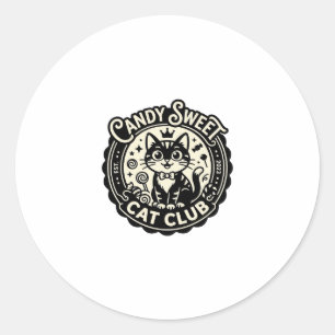Süße Candy-Katze Lustige Katze Grafik - Süße Candy Runder Aufkleber
