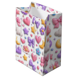 Süße Candy Pastell Icons Muster Mittlere Geschenktüte