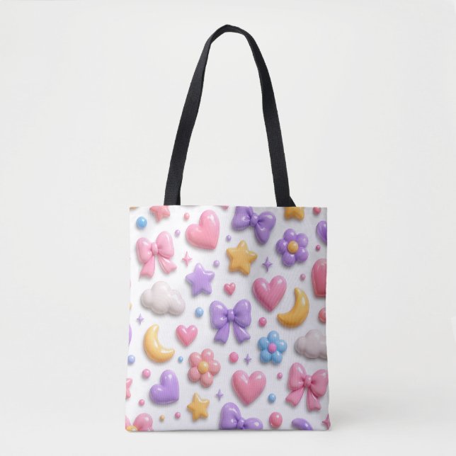 Süße Candy Pastell Icons Muster Tasche (Vorderseite)