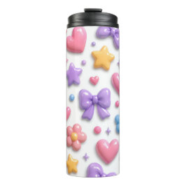 Süße Candy Pastell Icons Muster Thermosbecher