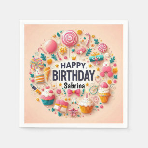 Süße Candyland Cupcake & Lollipop Alles Gute zum G Serviette
