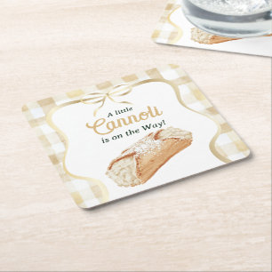 Süße Cannoli Neutrales Beige Italienische Babypart Rechteckiger Pappuntersetzer