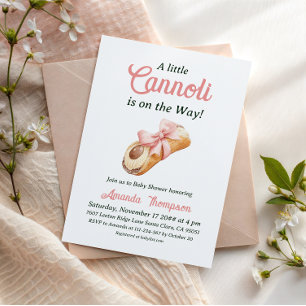 Süße Cannoli-Rosa-Schleifen-Girl-Italienische Baby Einladung