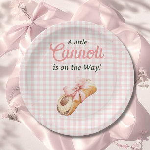 Süße Cannoli-Rosa-Schleifen-Mädchen-Italienische B Pappteller