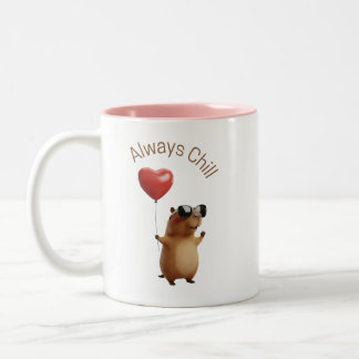 Süße Capybara-Always-Chill-Valentins-Kaffeetasse Zweifarbige Tasse