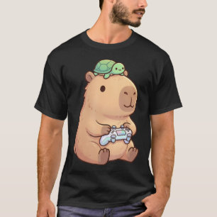 Süße Capybara Anime Gamer Schildkröte Lustig Kawai T-Shirt