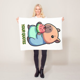Süße Capybara beim Wassermelonenessen Fleecedecke