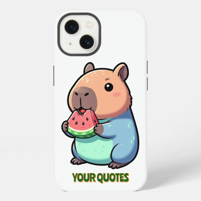 Süße Capybara beim Wassermelonenessen iPhone Hülle (Rückseite)