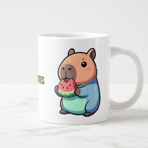 Süße Capybara beim Wassermelonenessen Jumbo-Tasse