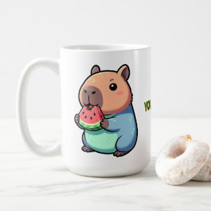 Süße Capybara beim Wassermelonenessen Kaffeetasse