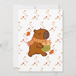 Süße Capybara-Cosy-Herbstgrußkarte & Firmenabend Einladung